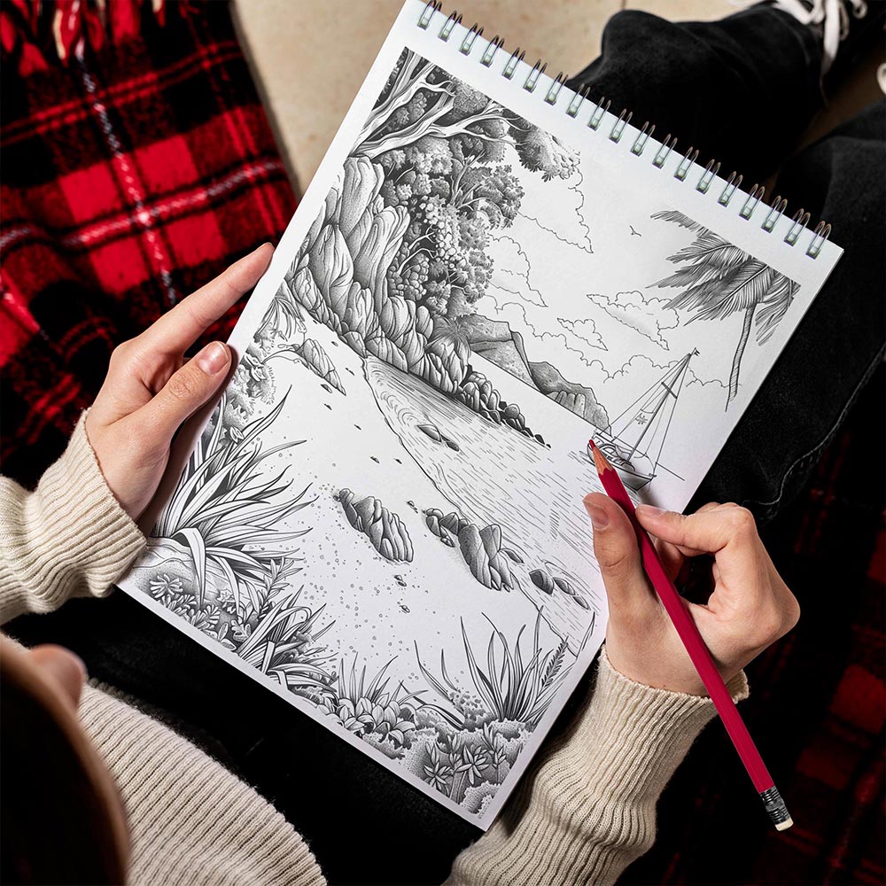TPLHOUSE Passing Summer Spiral Bound Coloring Book for Adults