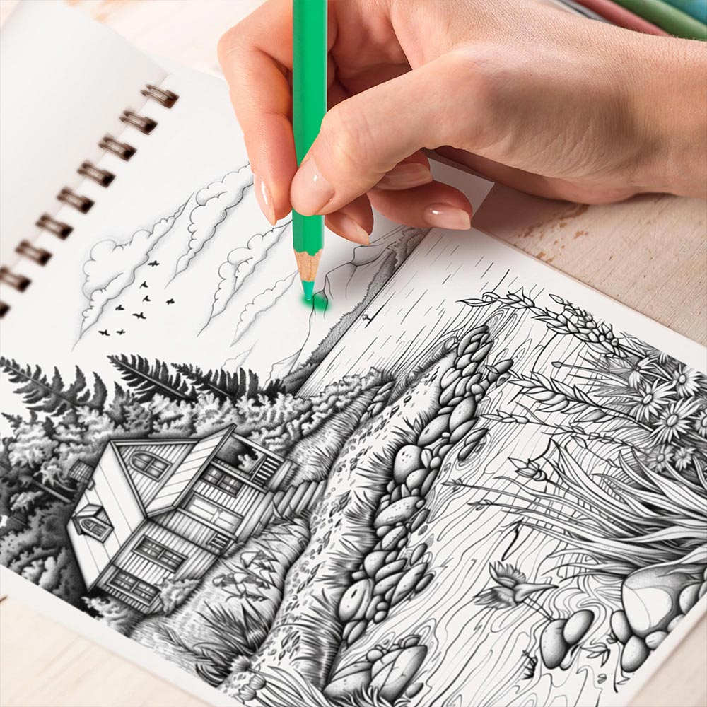 TPLHOUSE Passing Summer Coloring Book Spiral Bound for Adults