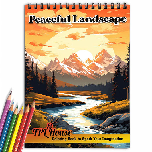 TPLHOUSE Peaceful Landscape Coloring Book for Adult