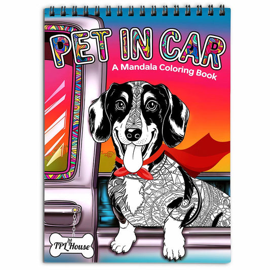 TPLHOUSE Pet In Car Coloring Book for Adults