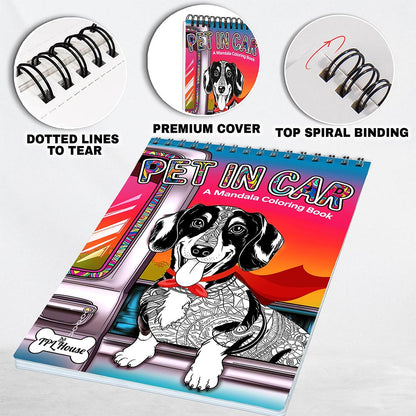 TPLHOUSE Pet In Car Coloring Pages for Adults