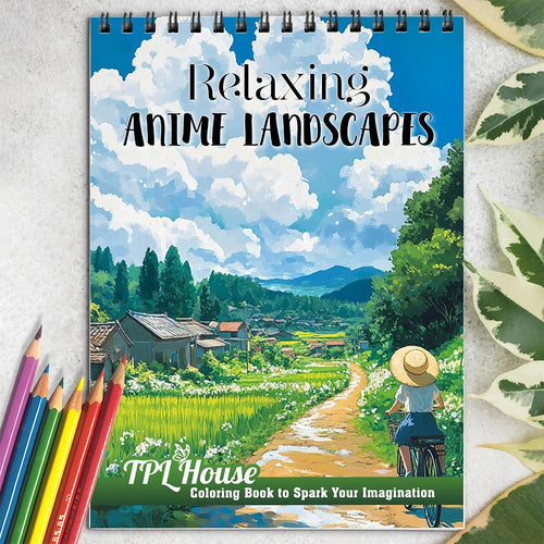 TPLHOUSE Relaxing Anime Landscapes Coloring Book for Adults