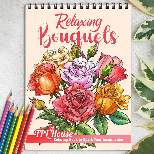 TPLHOUSE Relaxing Bouquets Coloring Book for Adults