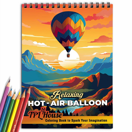 TPLHOUSE Relaxing Hot-Air Balloon Coloring Book for Adult