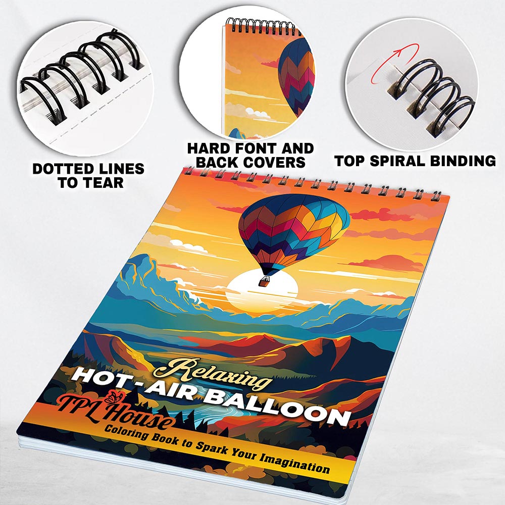TPLHOUSE Relaxing Hot-Air Balloon Coloring Pages for Adult