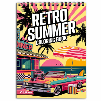 TPLHOUSE Retro Summer Coloring Book For Adults