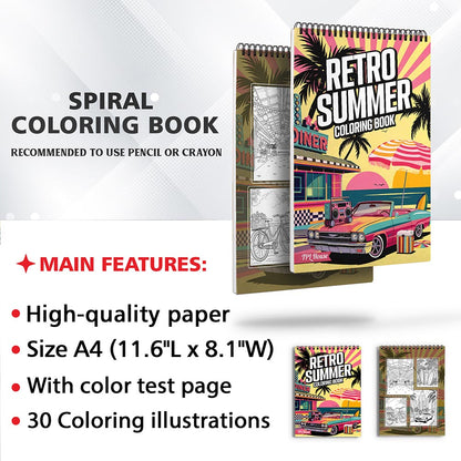 TPLHOUSE Retro Summer Coloring Sheets For Adults
