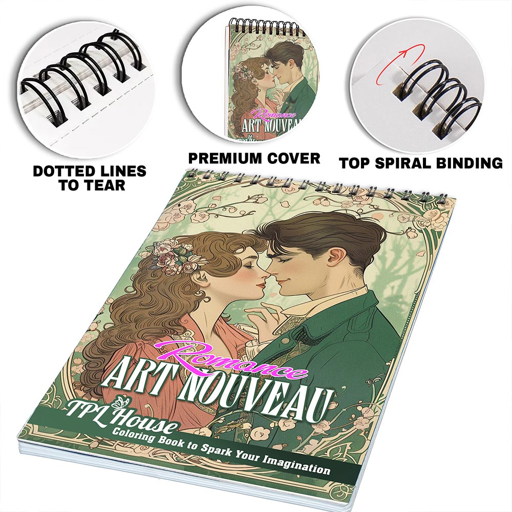 TPLHOUSE Romance Art Nouveau Coloring Pages for Adults