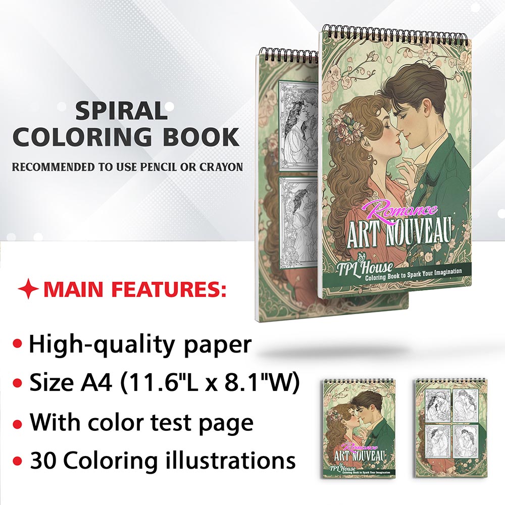 TPLHOUSE Romance Art Nouveau Coloring Sheets for Adults