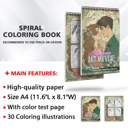 TPLHOUSE Romance Art Nouveau Coloring Sheets for Adults