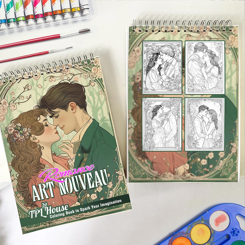 TPLHOUSE Romance Art Nouveau Spiral Coloring Book for Adults