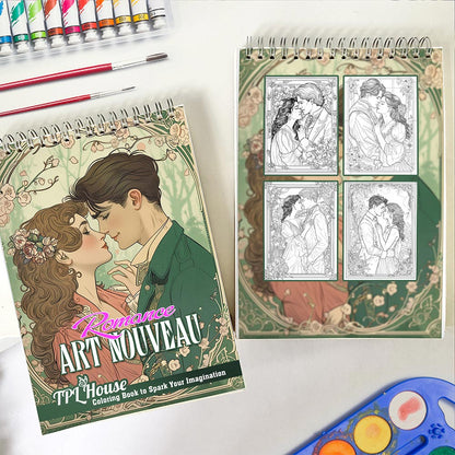 TPLHOUSE Romance Art Nouveau Spiral Coloring Book for Adults