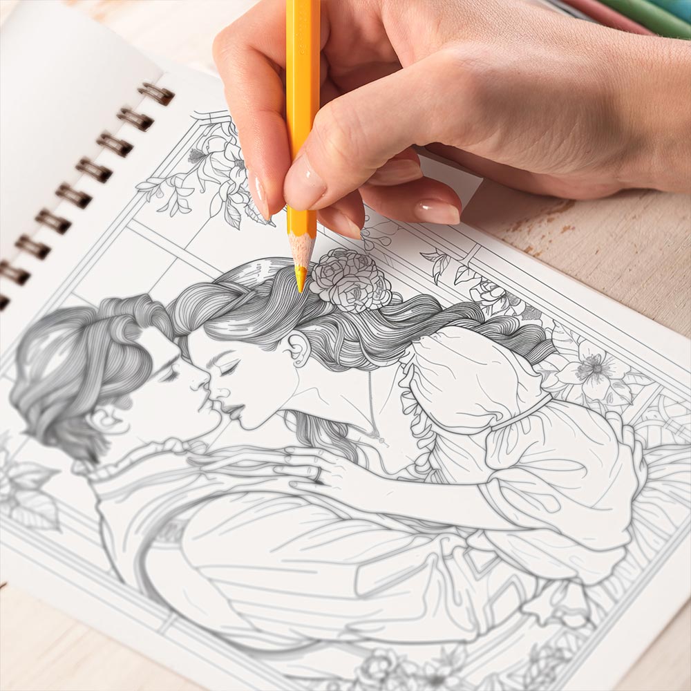 TPLHOUSE Romance Art Nouveau Coloring Book Spiral Bound for Adults