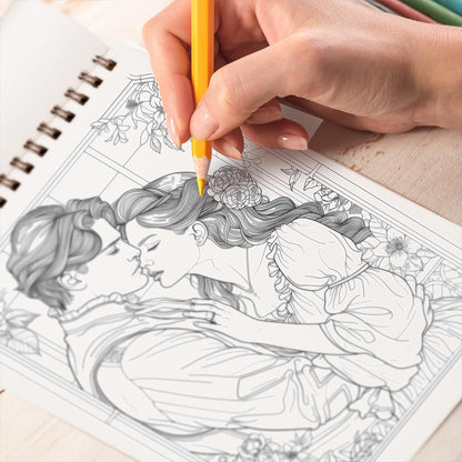 TPLHOUSE Romance Art Nouveau Coloring Book Spiral Bound for Adults