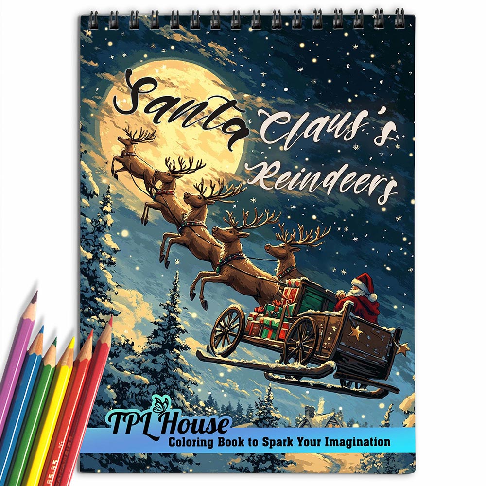 TPLHOUSE Santa Claus's Reindeer Coloring Book for Adults