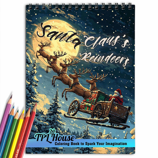 TPLHOUSE Santa Claus's Reindeer Coloring Book for Adults