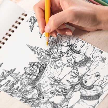 TPLHOUSE Santa Claus's Reindeer Coloring Book Spiral Bound for Adults