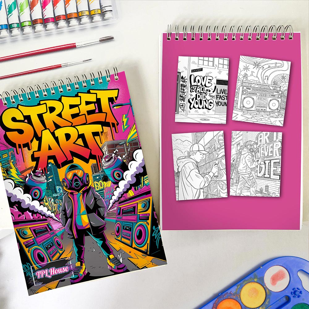 TPLHOUSE Street Art Spiral Coloring Book for Adults
