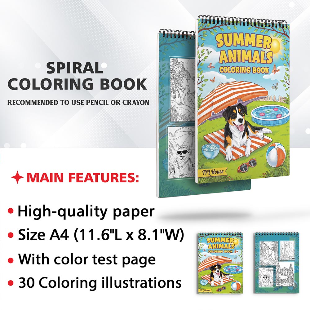 TPLHOUSE Summer Animal Coloring Sheets For Adults