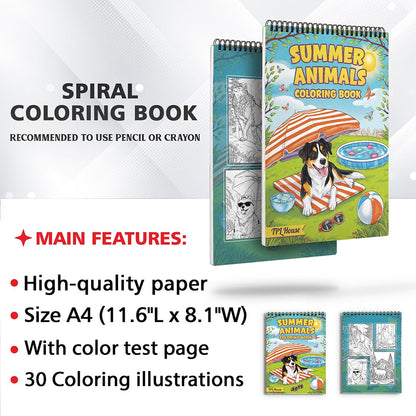 TPLHOUSE Summer Animal Coloring Sheets For Adults