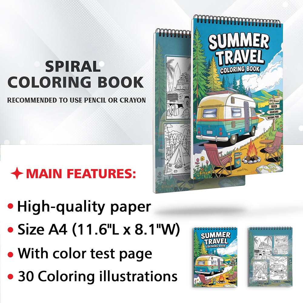 TPLHOUSE Summer Travel Coloring Sheets For Adults