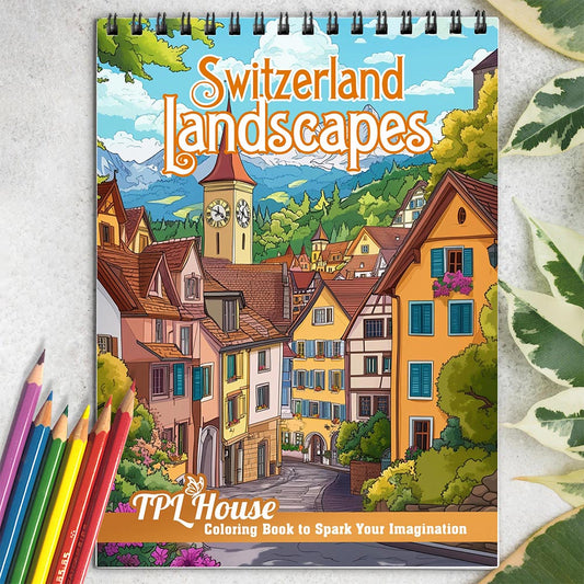 TPLHOUSE Switzerland Landscapes Coloring Book for Adults