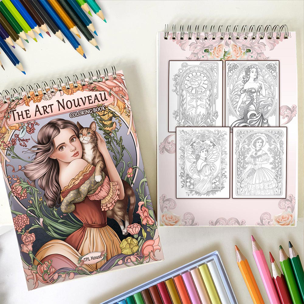 TPLHOUSE The Art Nouveau Spiral Coloring Book for Adults