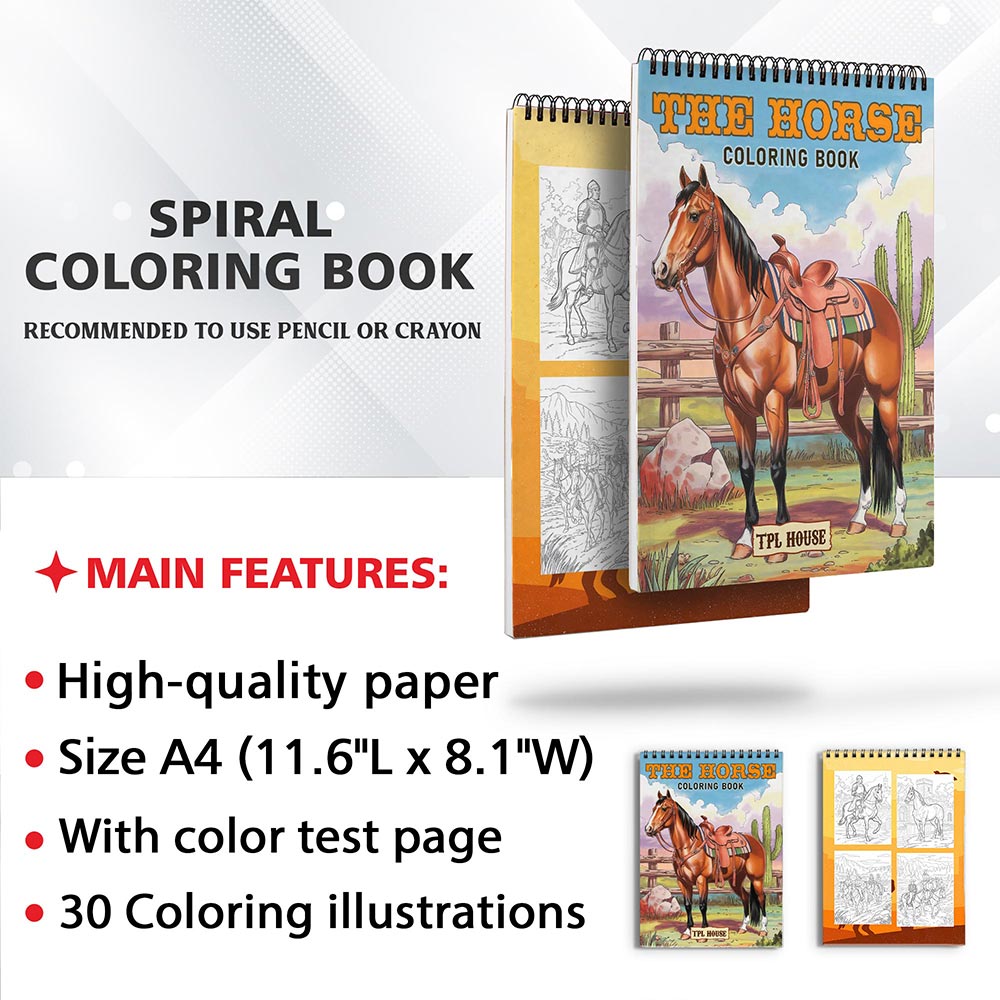 TPLHOUSE The Horse Coloring Sheets for Adults