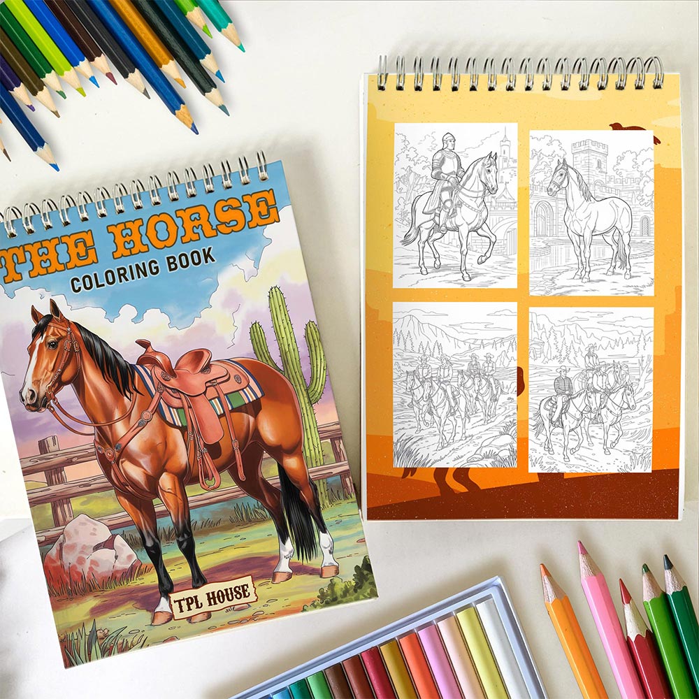 TPLHOUSE The Horse Spiral Coloring Book for Adults