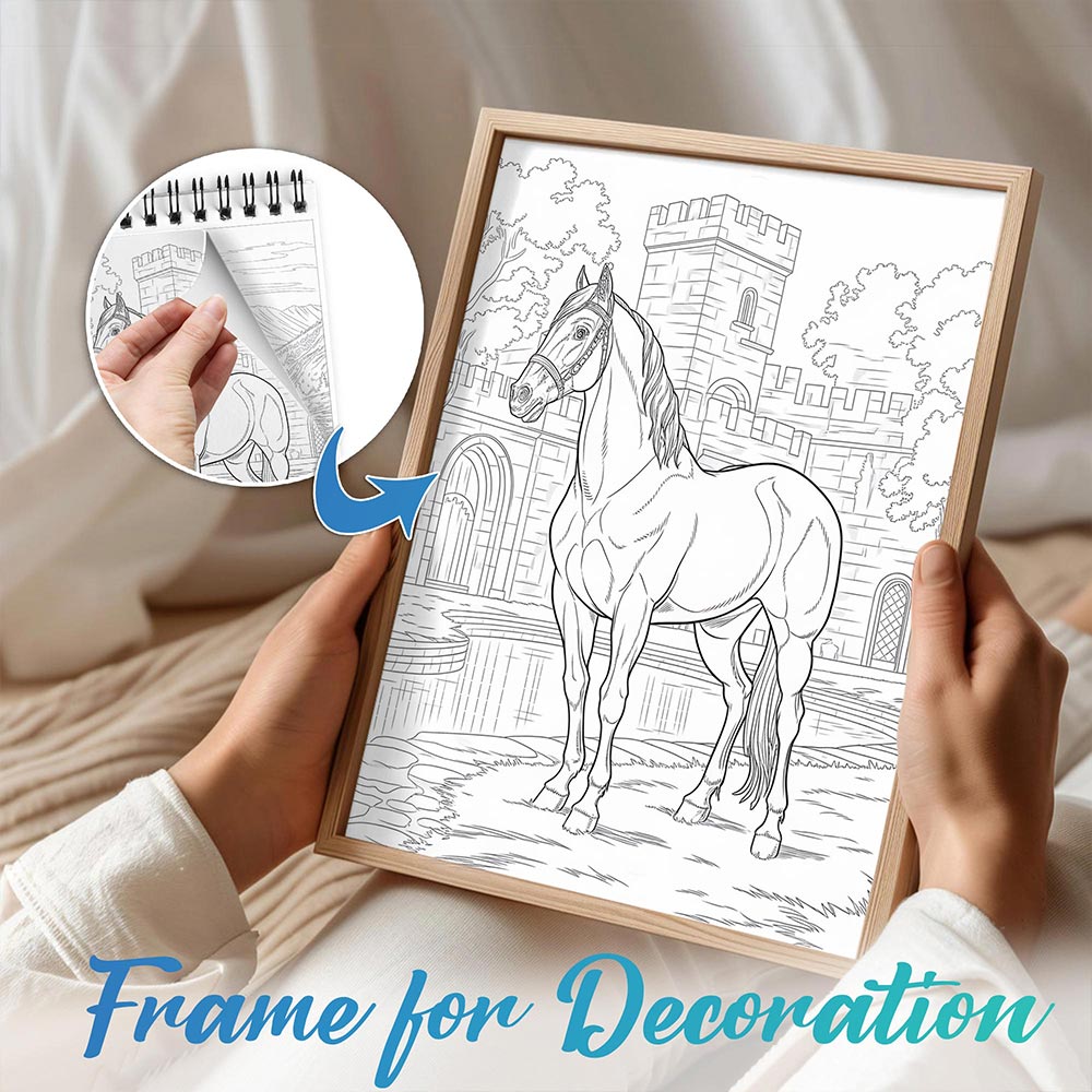 TPLHOUSE The Horse Spiral Bound Coloring Book for Adults