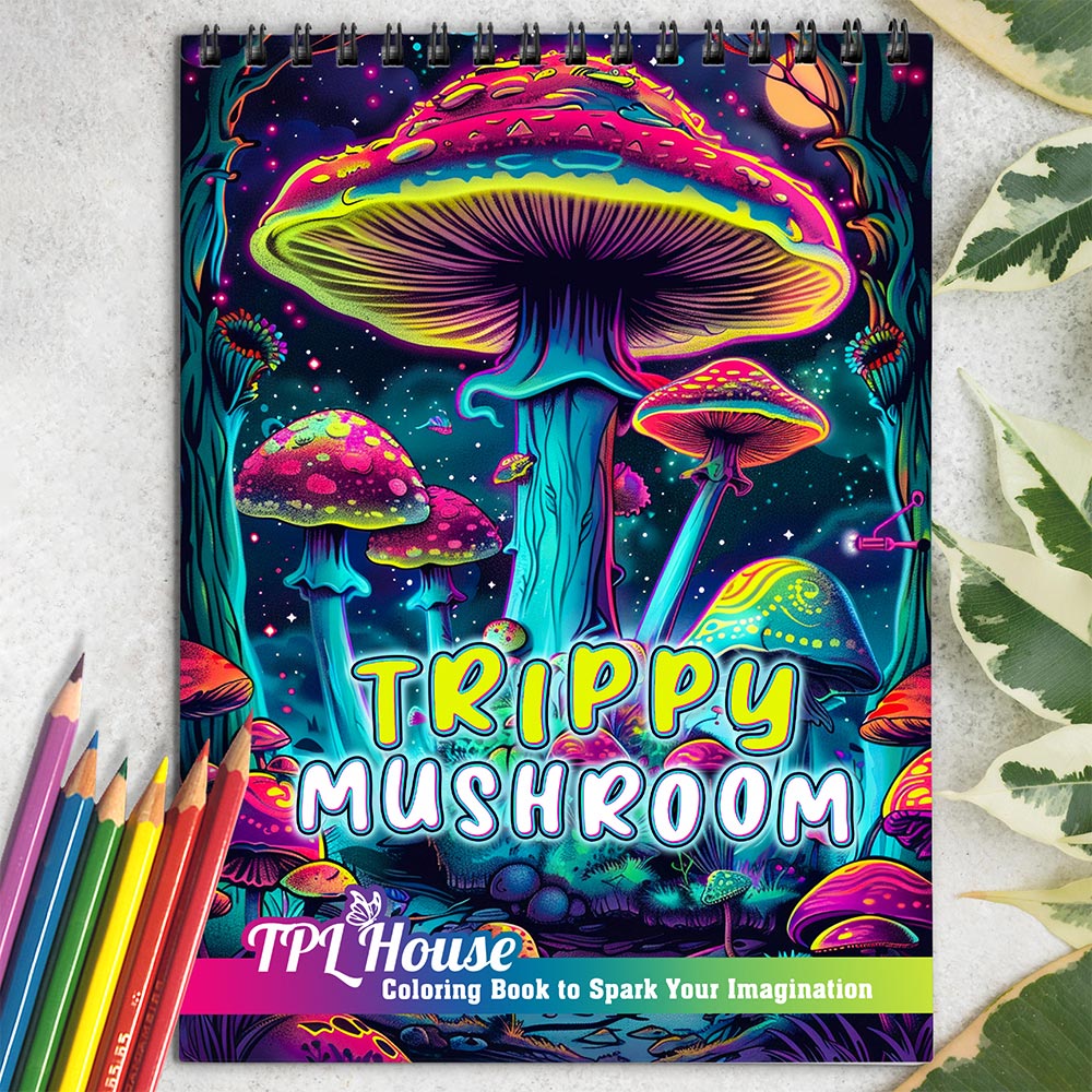 TPLHOUSE Trippy Mushroom Coloring Book for Adults