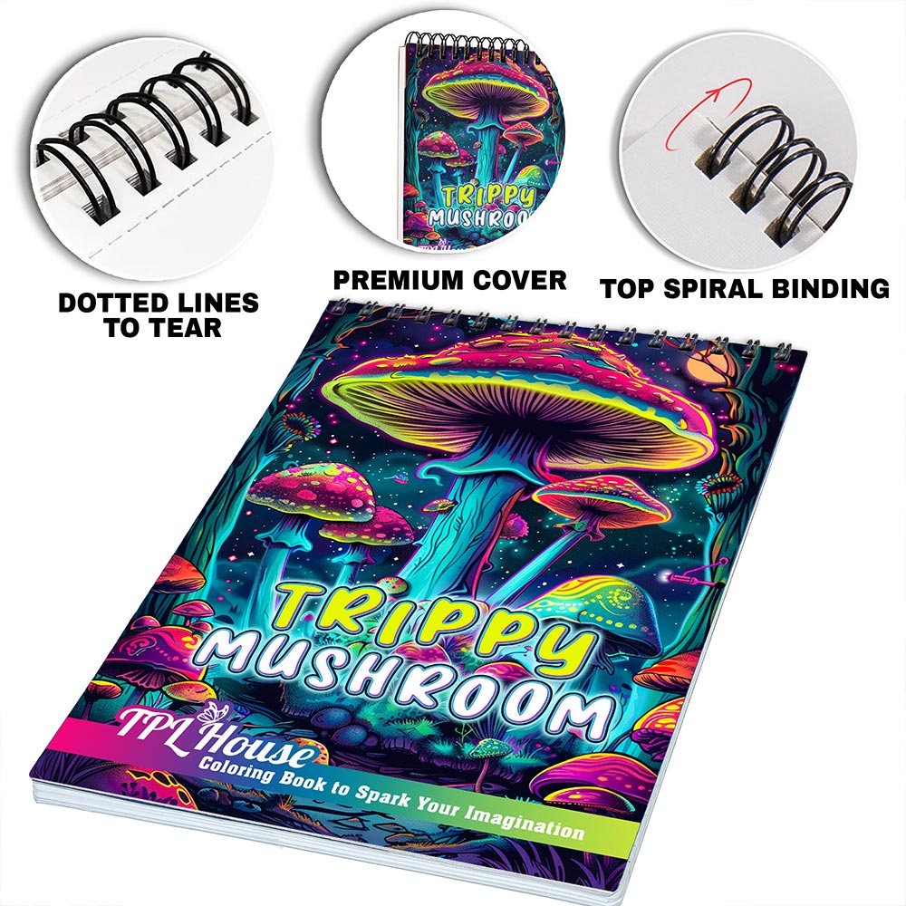 TPLHOUSE Trippy Mushroom Coloring Pages for Adults
