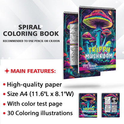 TPLHOUSE Trippy Mushroom Coloring Sheets for Adults