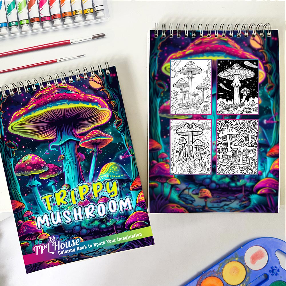 TPLHOUSE Trippy Mushroom Spiral Coloring Book for Adults