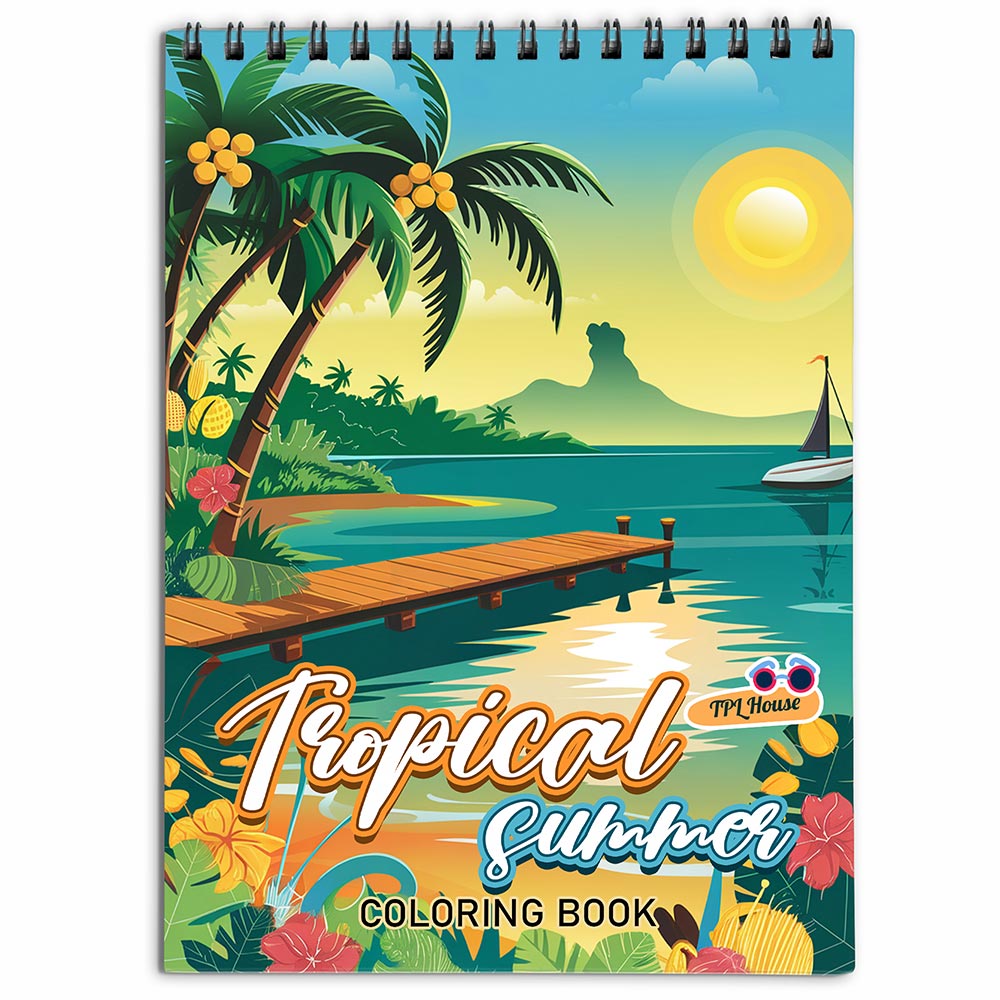 TPLHOUSE Tropical Summer Coloring Book For Adults