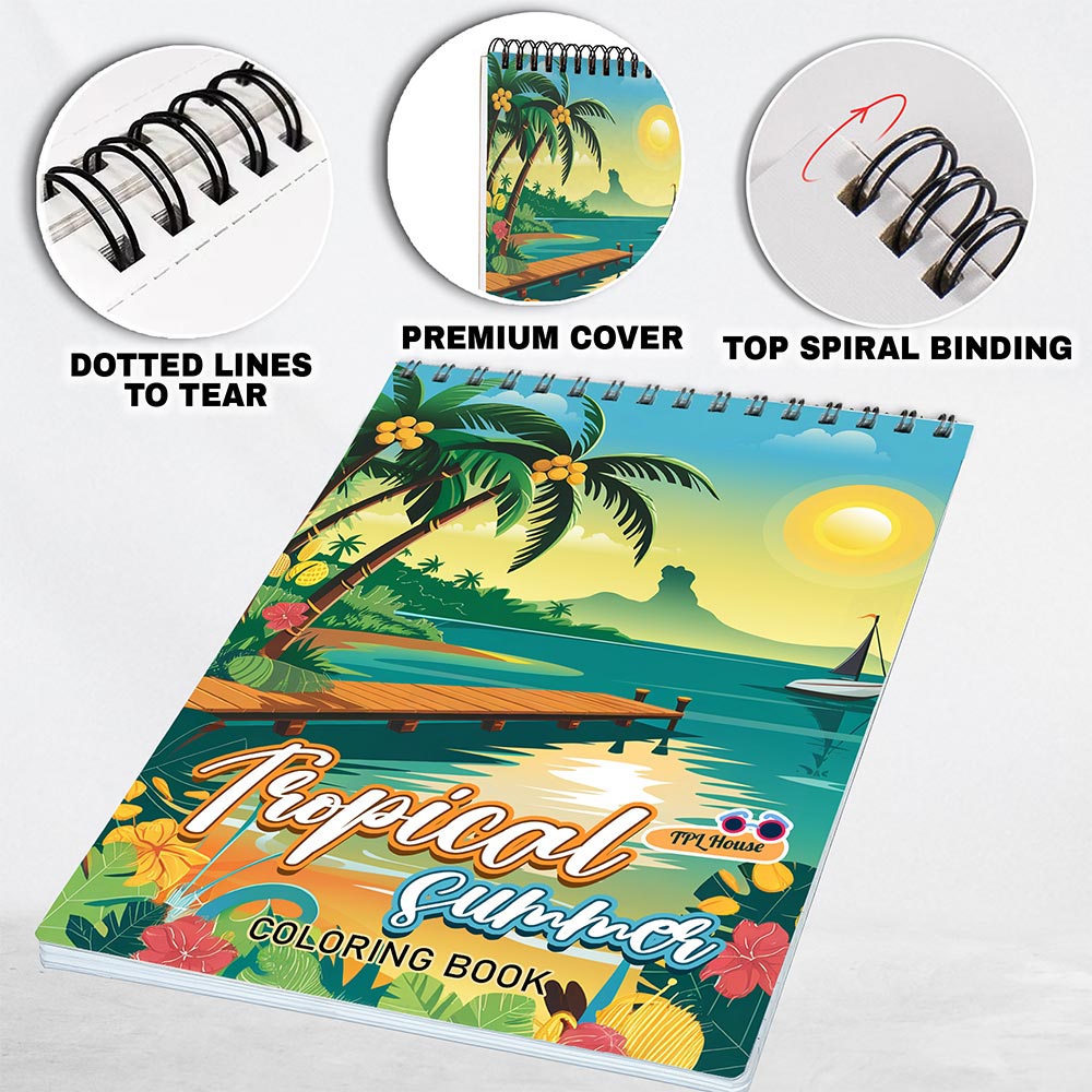 TPLHOUSE Tropical Summer Coloring Pages For Adults