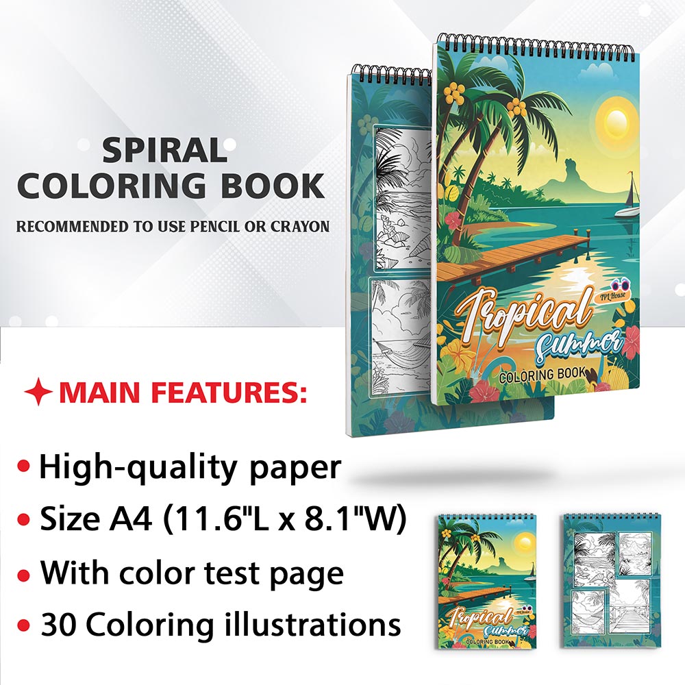 TPLHOUSE Tropical Summer Coloring Sheets For Adults