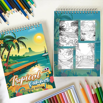 TPLHOUSE Tropical Summer Spiral Coloring Book For Adults