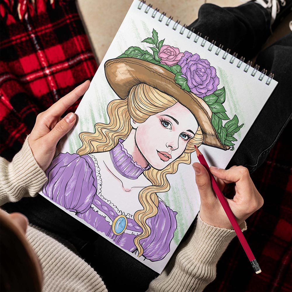 TPLHOUSE Victorian Lady Spiral Bound Coloring Book for Adult