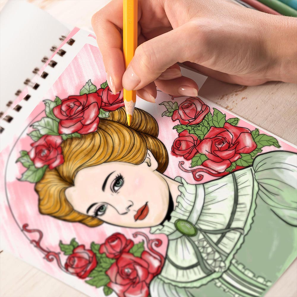 TPLHOUSE Victorian Lady Coloring Book Spiral Bound for Adult