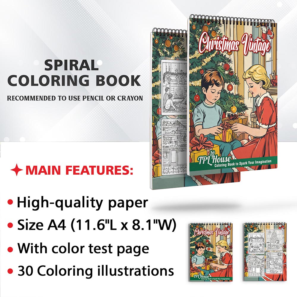 TPLHOUSE Vintage Christmas Coloring Sheets for Adult