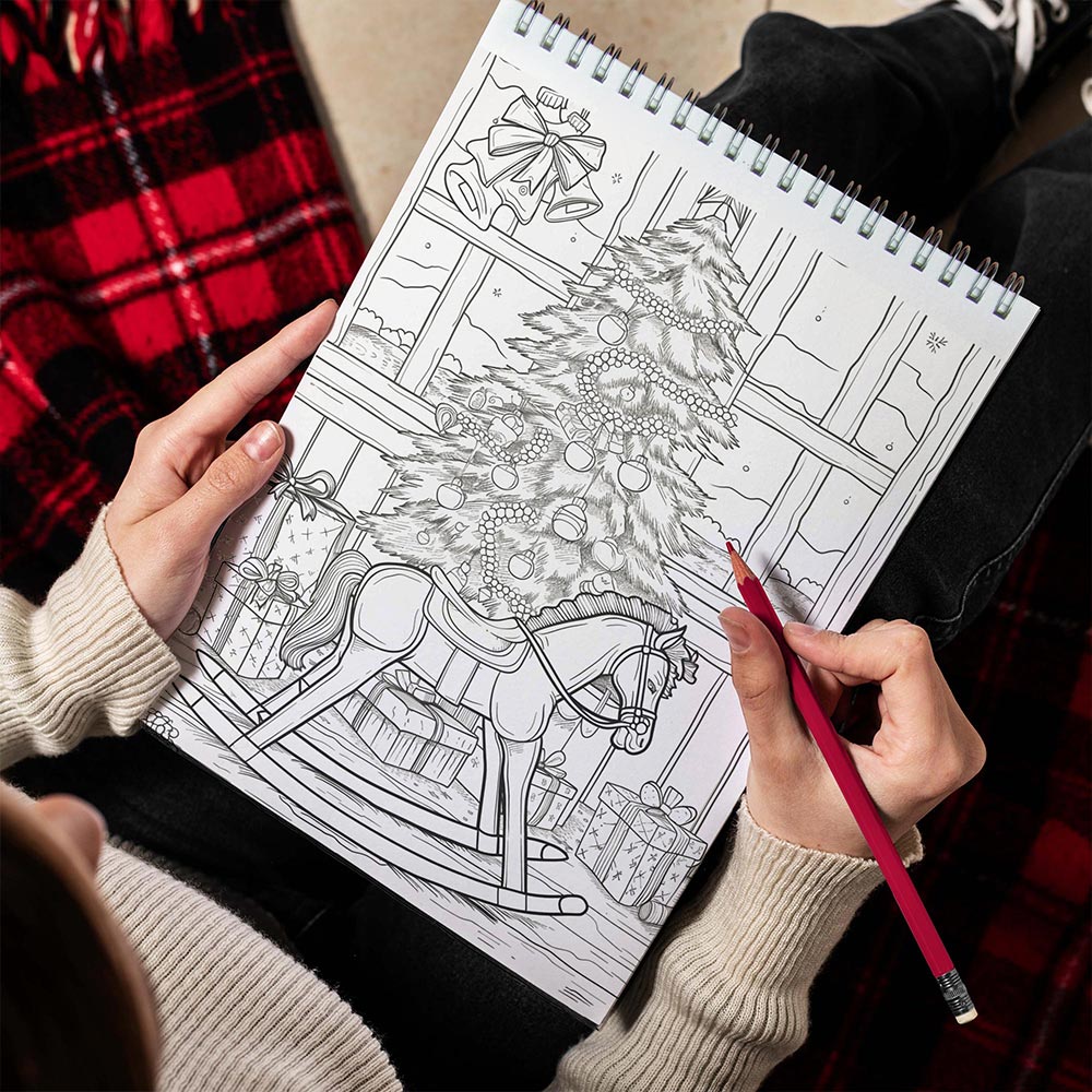 TPLHOUSE Vintage Christmas Spiral Bound Coloring Book for Adult