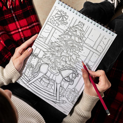 TPLHOUSE Vintage Christmas Spiral Bound Coloring Book for Adult