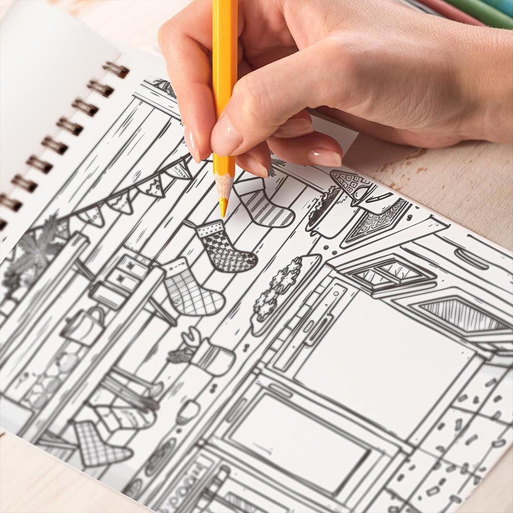 TPLHOUSE Vintage Christmas Coloring Book Spiral Bound for Adult
