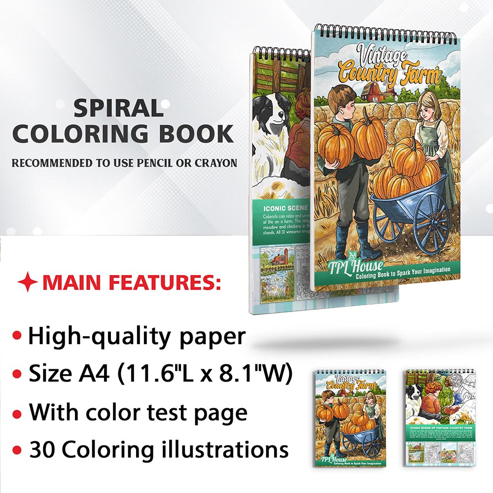 TPLHOUSE Vintage Country Farm Coloring Sheets for Adults