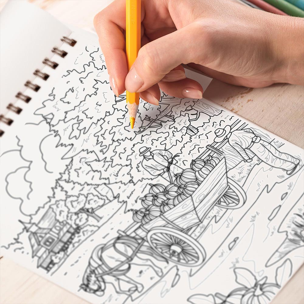 TPLHOUSE Vintage Country Farm Coloring Book Spiral Bound for Adults