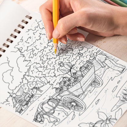 TPLHOUSE Vintage Country Farm Coloring Book Spiral Bound for Adults