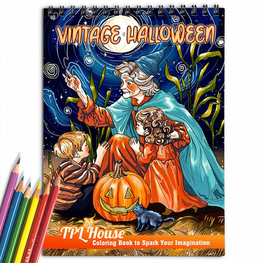 TPLHOUSE Vintage Halloween Coloring Book for Adult