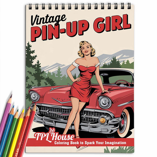 TPLHOUSE Vintage Pin-Up Girl Coloring Book for Adults