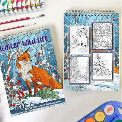 TPLHOUSE Winter Wild Life Spiral Coloring Book for Adult
